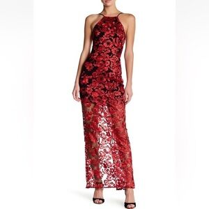 ABS Allen Schwartz Red Floral Lace Dress